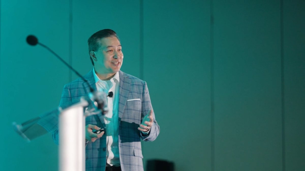 Grant Shih delivering a keynote